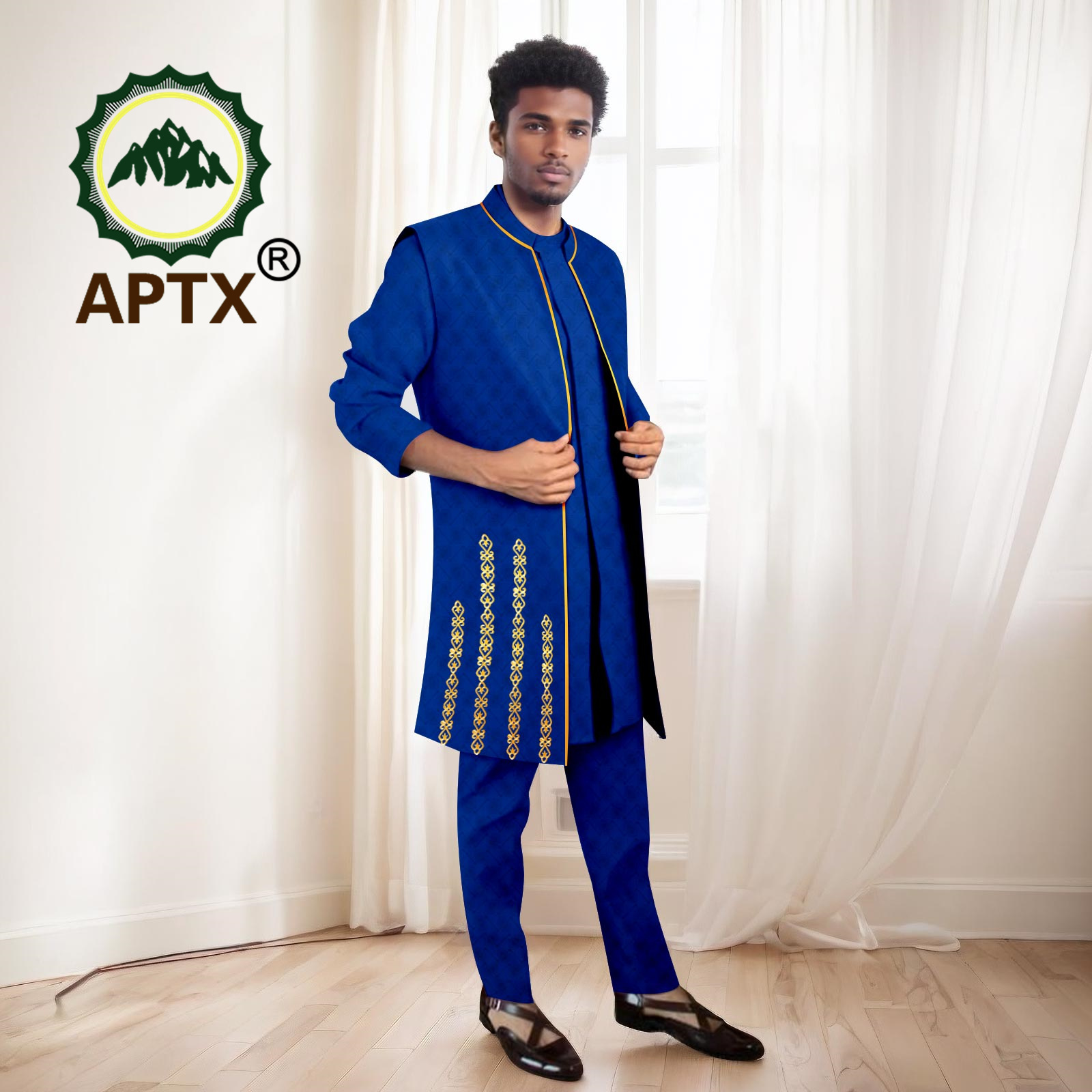 Mandarin Collar Formal Shirt Slim Fit - Setelan Pria Afrika Set Kualitas Tinggi