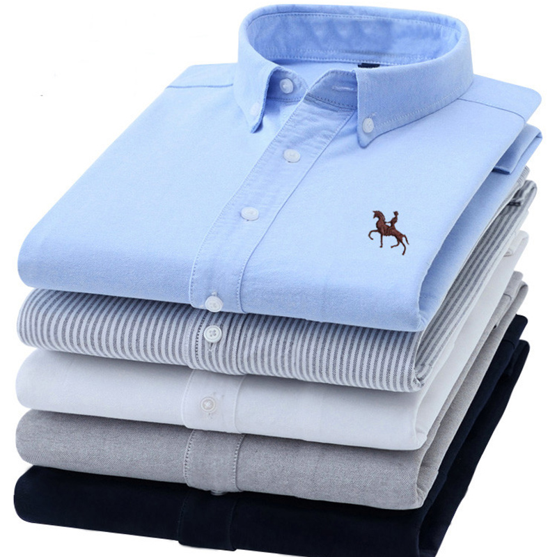 Oxford Cotton Casual Shirt Business - S-6XL kemeja Oxford untuk pria lengan
