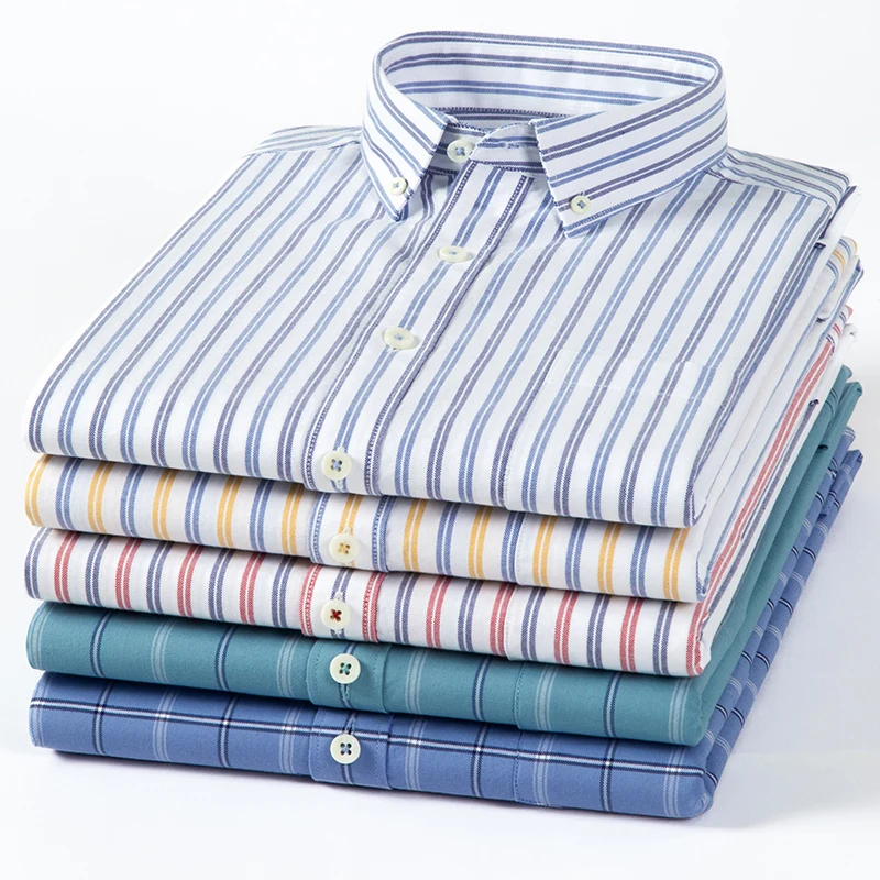 Oxford Cotton Casual Shirt Business - Baju lengan panjang untuk pria, baju