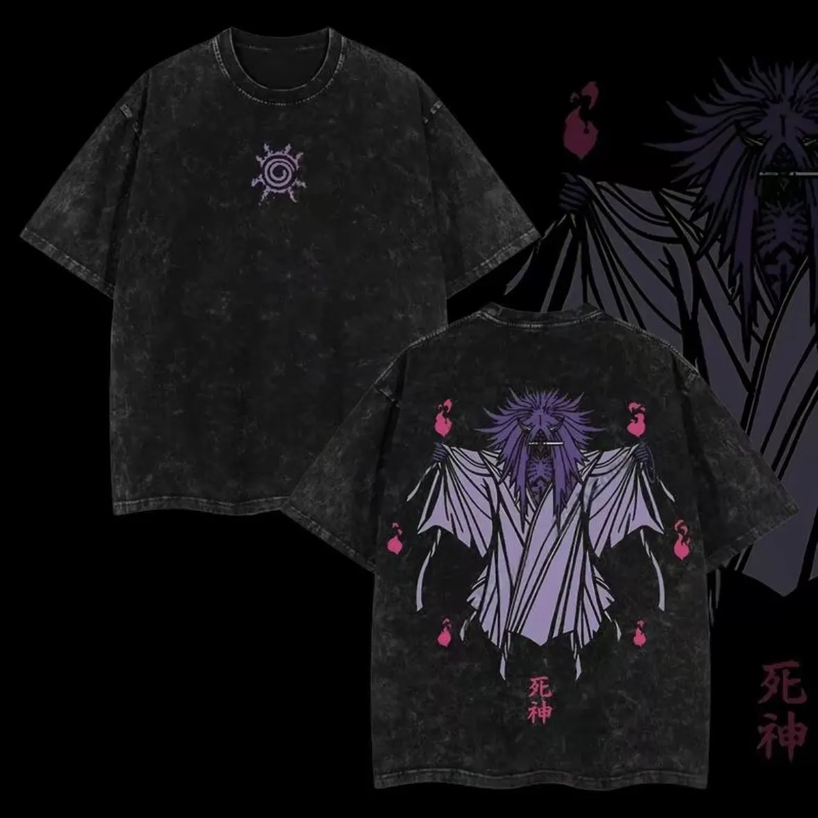Acid Wash Vintage Graphic T Shirt - Kaos Shinigami Naruto Reaper Seal Vintage