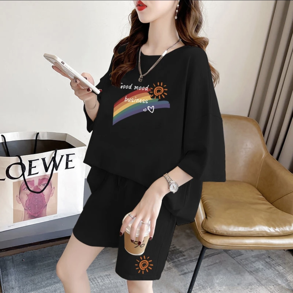 Shirts - Set Celana Pendek Musim Panas Wanita