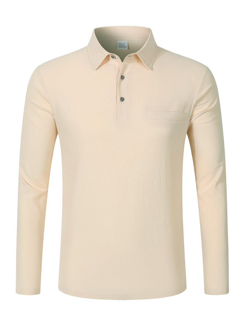 Kemeja Polo Lengan Panjang Cam - Mens Linen Shirt Long Sleeve ulasan dan harga