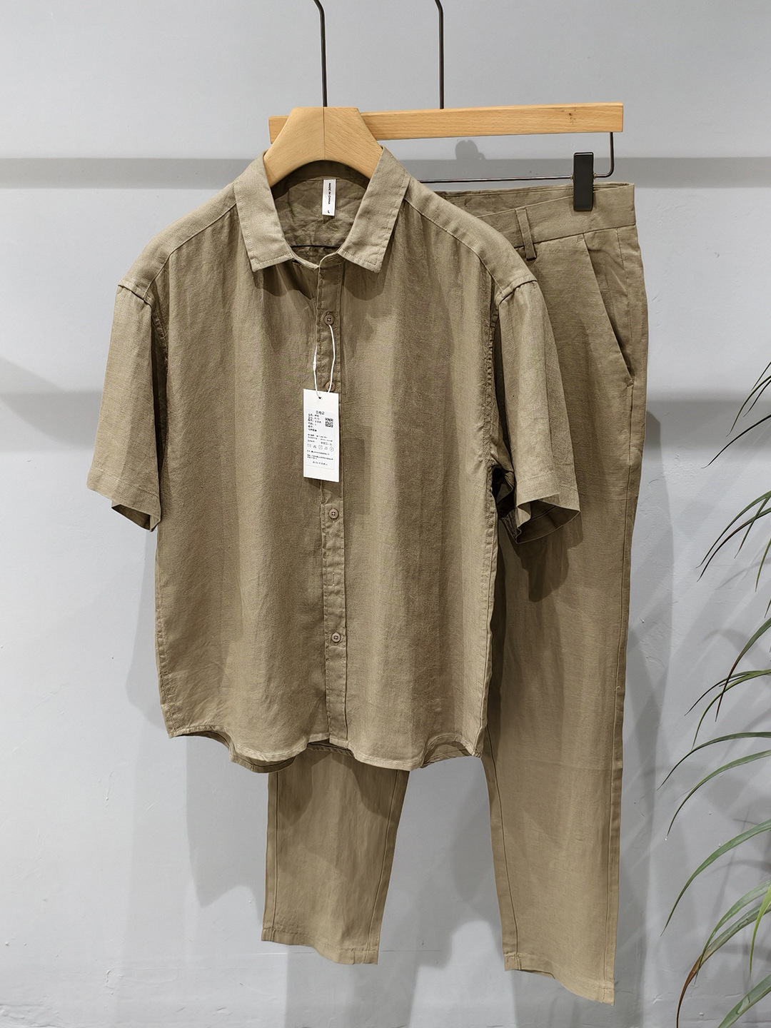 Setelan Kasual Lengan Pendek L - Mens Linen Shirt Long Sleeve ulasan dan harga