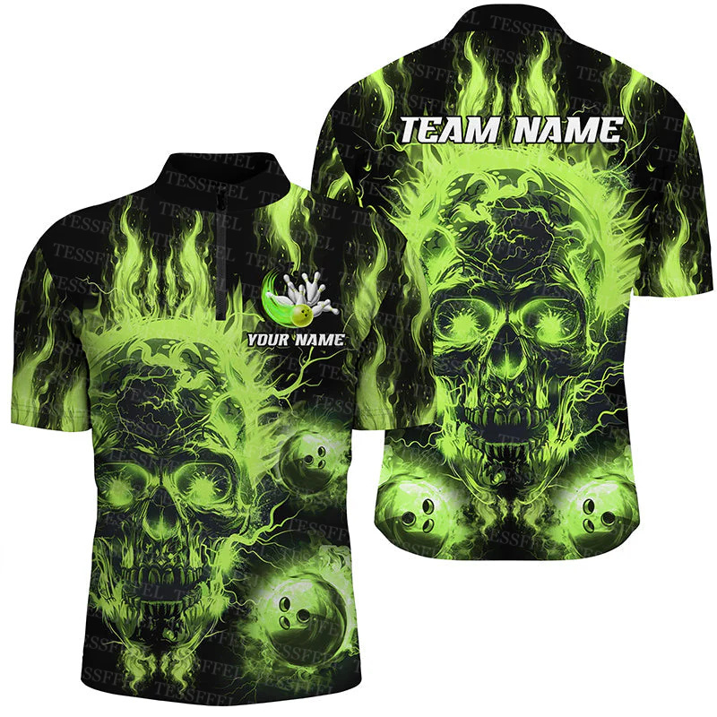 Nama Kustom Graffiti Flame Str - Short Sleeve Bowling Shirt Retro ulasan dan harga