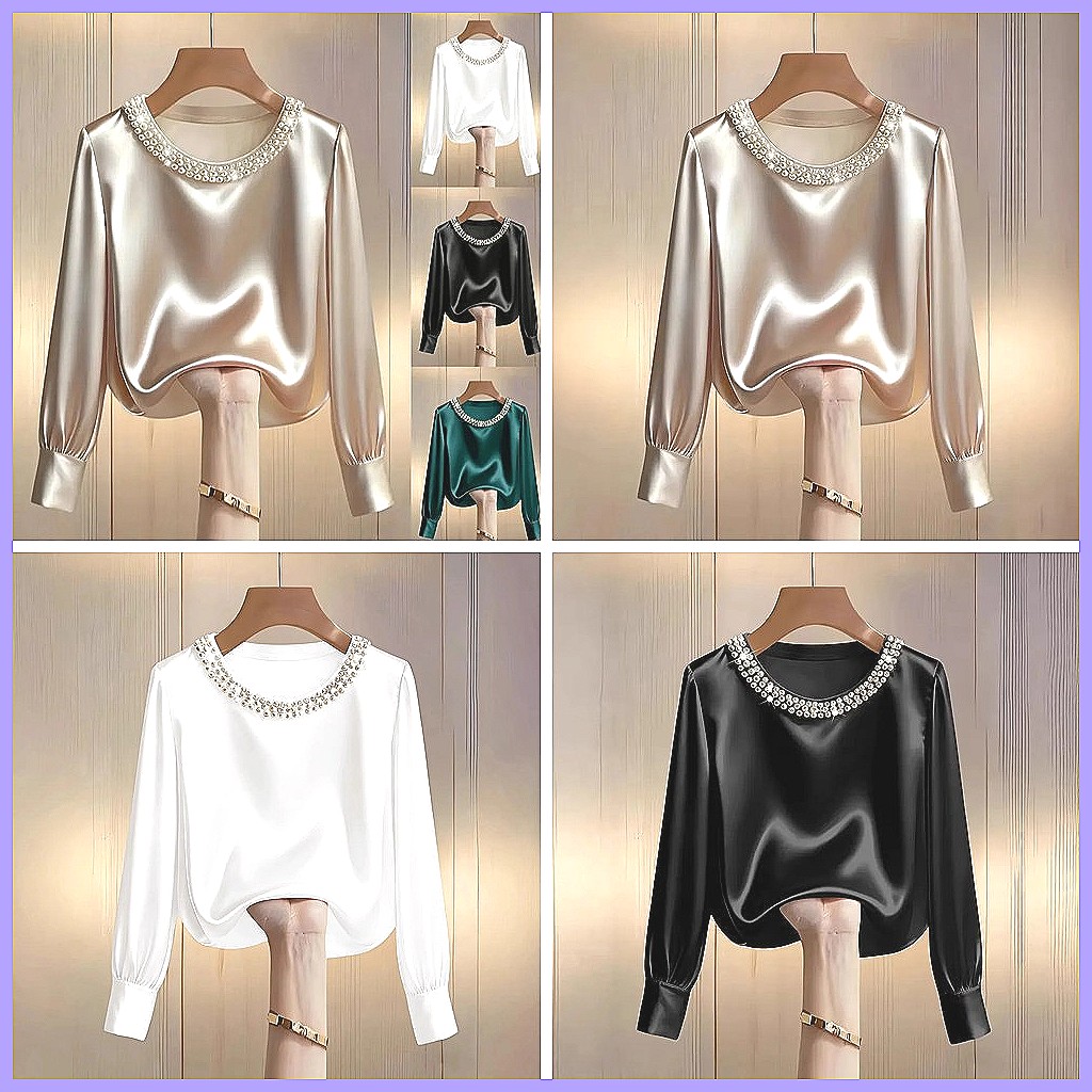Blus Satin Berhias Manik-Manik - Shirts ulasan dan harga