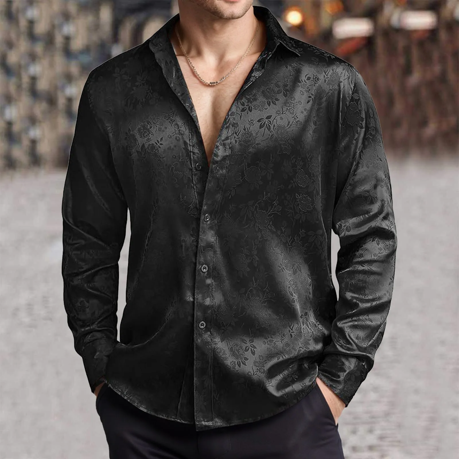Kemeja Satin Sutra Imitasi Pri - Mens Satin Silk Dress Shirt ulasan dan harga