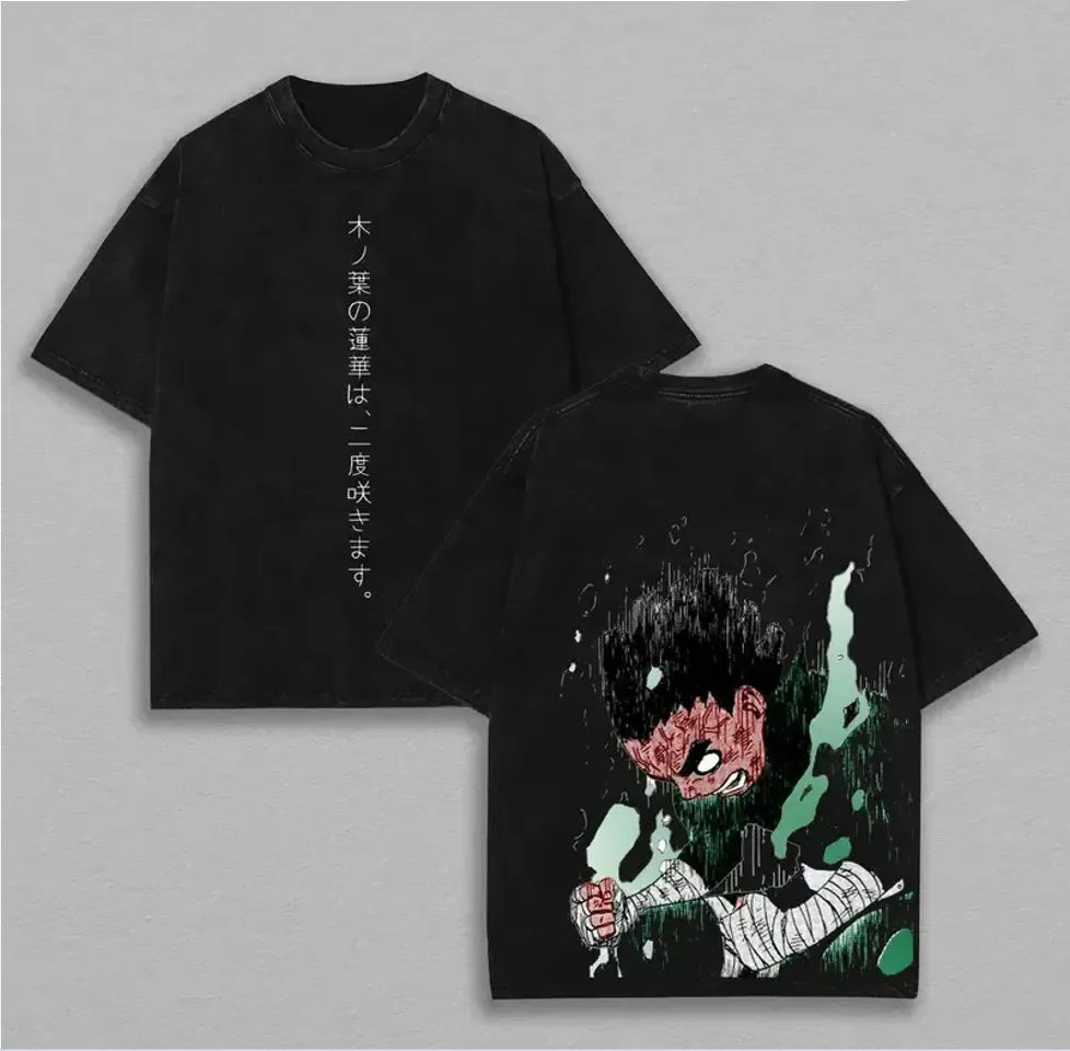 Kaos Rock Lee Naruto Pria Acid - Acid Wash Vintage Graphic T Shirt ulasan dan harga