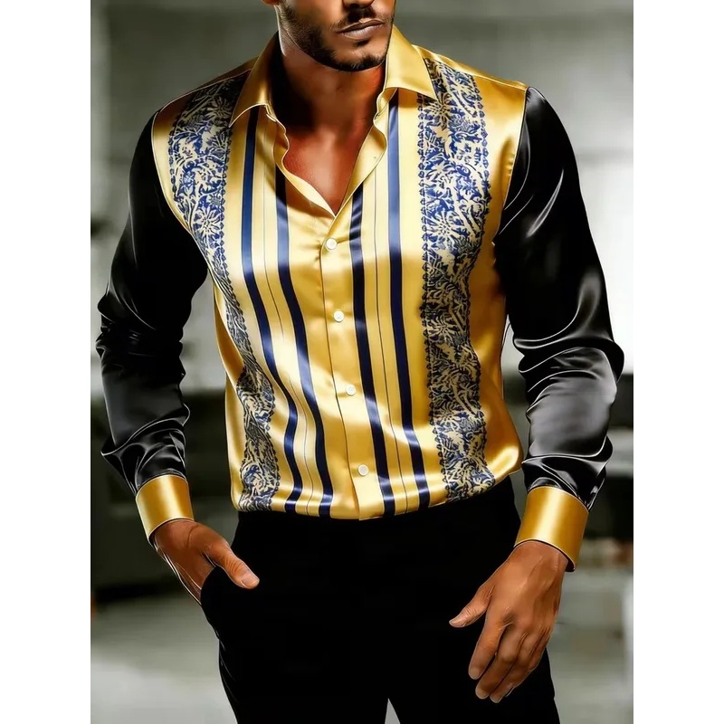 Kemeja Pria Lengan Panjang Sat - Mens Satin Silk Dress Shirt ulasan dan harga