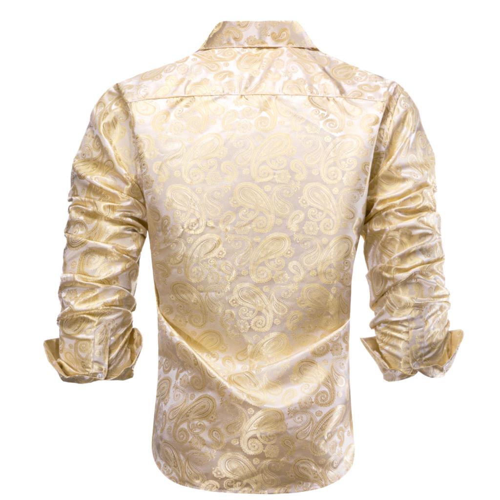 Kemeja lengan panjang pria, ke - Mens Satin Silk Dress Shirt ulasan dan harga