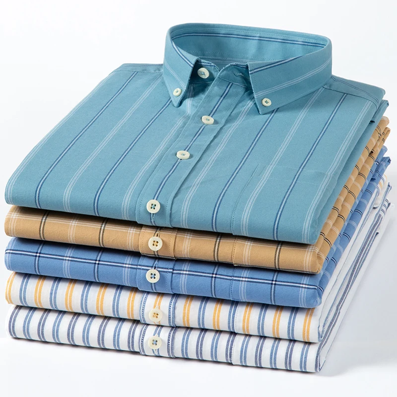 Baju lengan panjang untuk pria - Oxford Cotton Casual Shirt Business ulasan dan harga