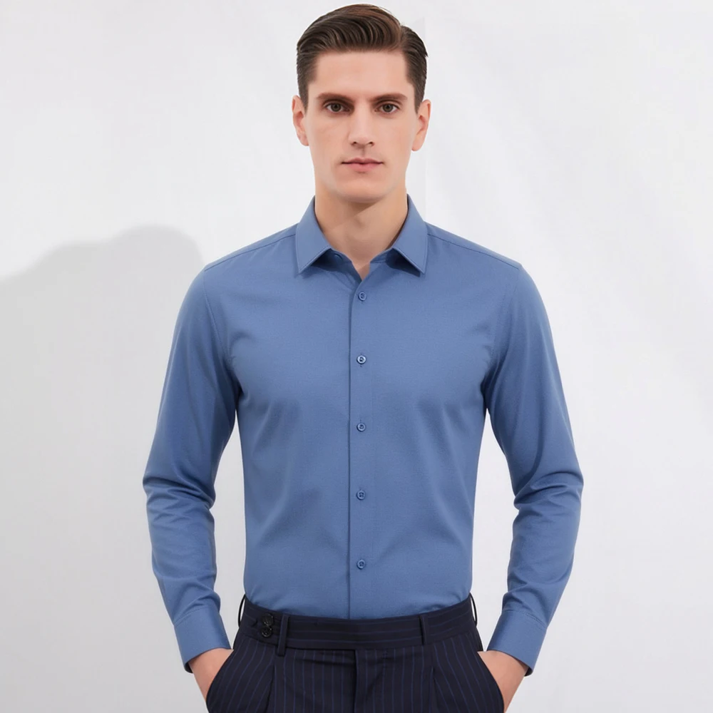 Kemeja Kasual Bisnis Lengan Pa - Breathable Bamboo Fiber Shirt Non Iron ulasan dan harga