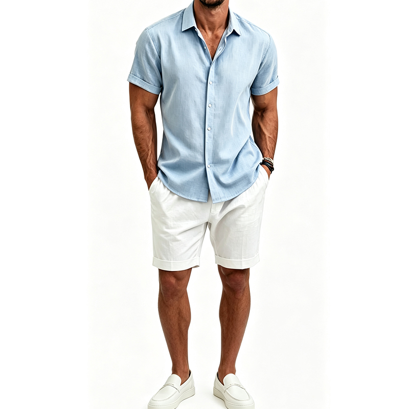 Setelan Kemeja dan Celana Pend - Mens Linen Shirt Long Sleeve ulasan dan harga