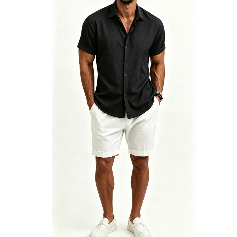 Setelan Kemeja dan Celana Pend - Mens Linen Shirt Long Sleeve ulasan dan harga