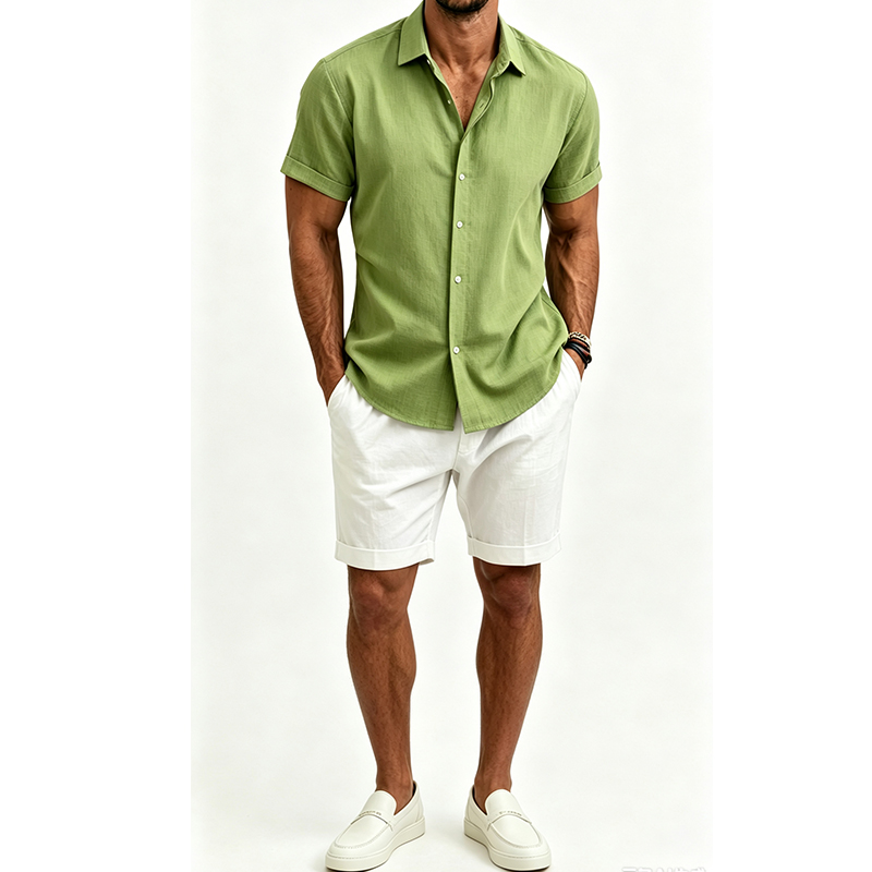 Setelan Kemeja dan Celana Pend - Mens Linen Shirt Long Sleeve ulasan dan harga