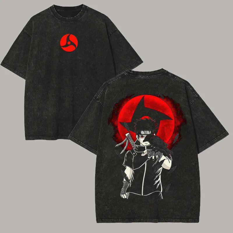 Kaos Naruto Shisui Uchiha Mang - Acid Wash Vintage Graphic T Shirt ulasan dan harga