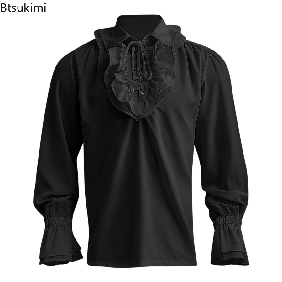 Kemeja Bajak Laut Renaisans Ab - Medieval Gothic Lace Up Pirate Shirt ulasan dan harga