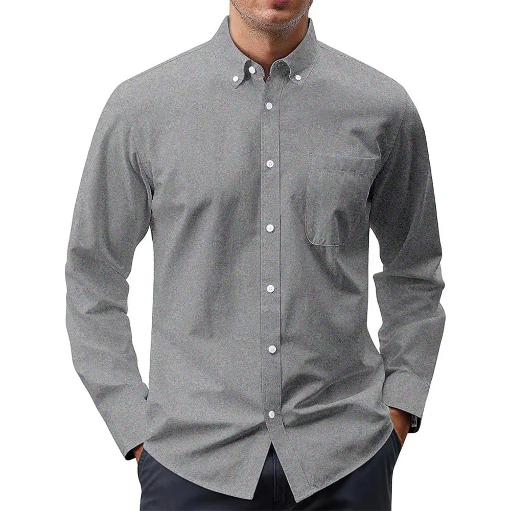 Kemeja Lengan Panjang Pria Kem - Oxford Cotton Casual Shirt Business ulasan dan harga